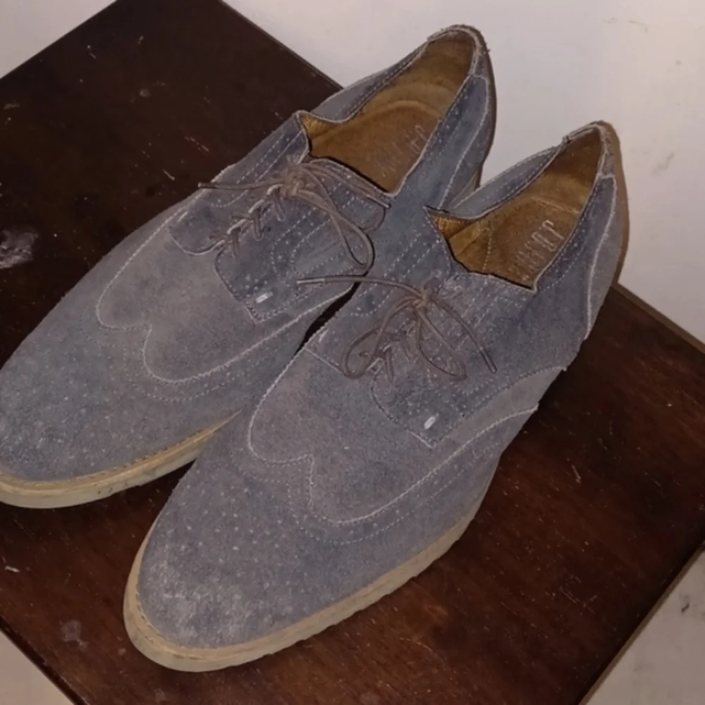J.D. Fisk Grey Suede Leather Shoes with Green Soles, 12